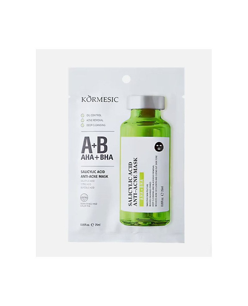 Kormesic A Plus B AHA Plus BHA - Тканевая маска Kormesic с салициловой кислотой для проблемной кожи | EGOSkinBeauty.lt
