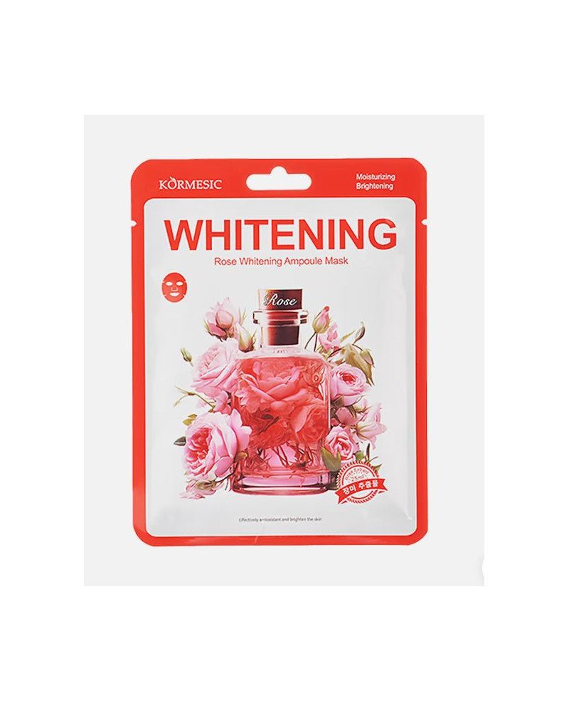 Kormesic Rose Whitening Ampoule Mask - lakštinė kaukė su skaistinančiu rožių ekstraktu | EGOSkinBeauty.lt
