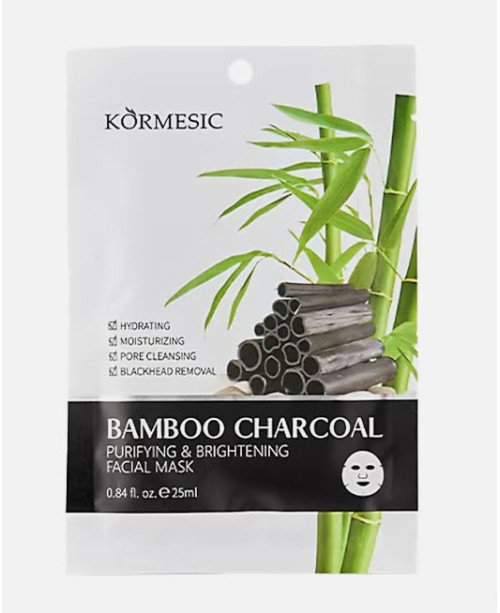 Очищающая и осветляющая тканевая маска Kormesic с бамбуковым углем | EGOSkinBeauty.lt