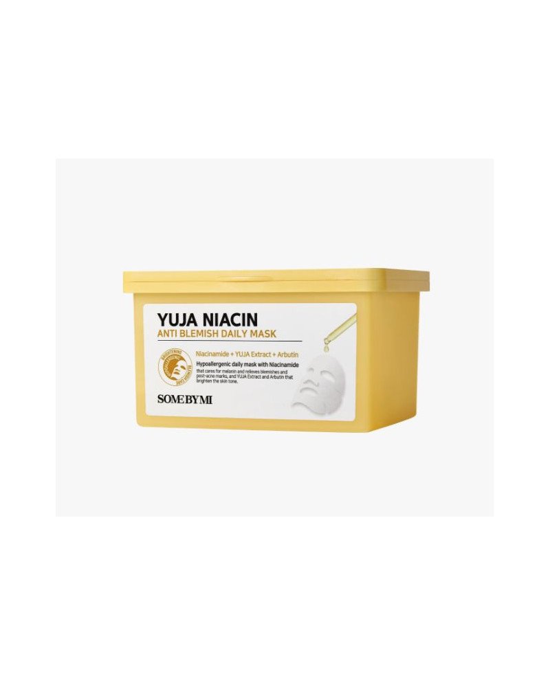 SOME BY MI Yuja Niacin Anti-Blemish Daily Mask - skaistinanti lakštinė veido kaukė | EGOSkinBeauty.lt