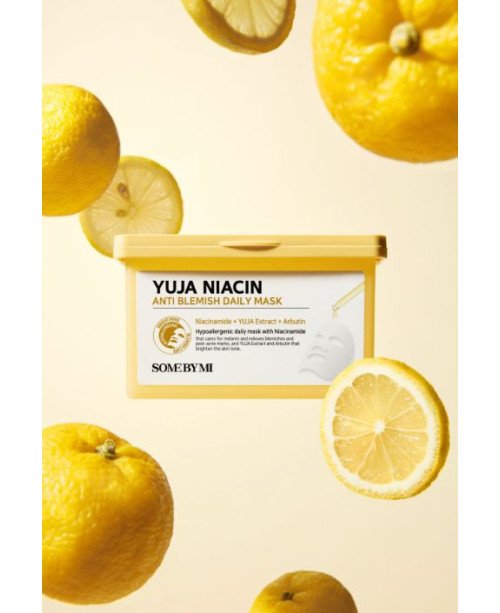 SOME BY MI Yuja Niacin Anti-Blemish Daily Mask - skaistinanti lakštinė veido kaukė | EGOSkinBeauty.lt