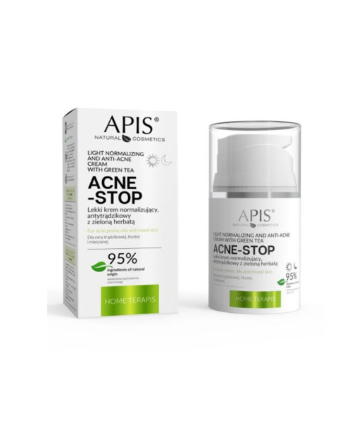 Apis Natural Cosmetics normalizuojantis ir spuogus mažinantis veido kremas, 50 ml.