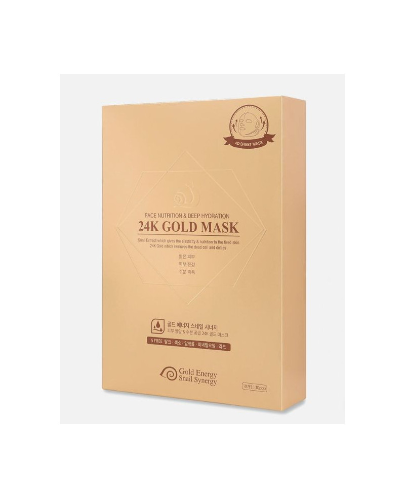 Gold Energy Snail Synergy luxurious sheet mask with 24 carat gold particles and snail extract | EGOSkinBeauty.lt