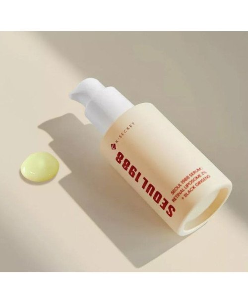 K-Secret Seoul 1988 serumas su retinolio liposomomis 2% + juodasis ženšenis, 30 ml.